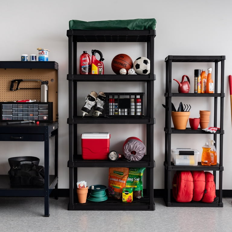 IRIS USA 4-Tier Sturdy Large Plastic Shelf, Medium Storage Organizer For Various Rooms, Made With Recycled Materials