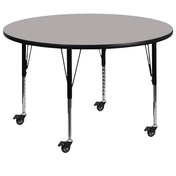 Bowery Hill 26" x 42" Round Mobile Activity Table in Gray