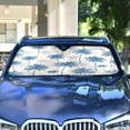 thumbnail image 5 of Foldable Car Windshield Sunshade UV Sun Visor Protector Blocks UV Rays Keeps Vehicle Cool 57x31.5 Inch Indigo Palm Pattern, 5 of 8