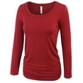 thumbnail image 2 of KOGMO Womens Long Sleeve Solid Basic Drape Top Side Shirring Tunic (S-3X), 2 of 6