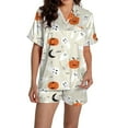 thumbnail image 2 of Pyjama pour Femmes en Satin Imprimé Graphique, Mignon, Tenue de Nuit, Boutons, Hauts à Manches Courtes, Ensembles de Shorts, 2 of 5