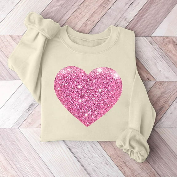 Xixinqiwan Womens Valentine's Day Graphic Sweatshirt,Women Love Heart Pullover Letter Print Tie Dye Crewneck Long Sleeve Shirt Women Top