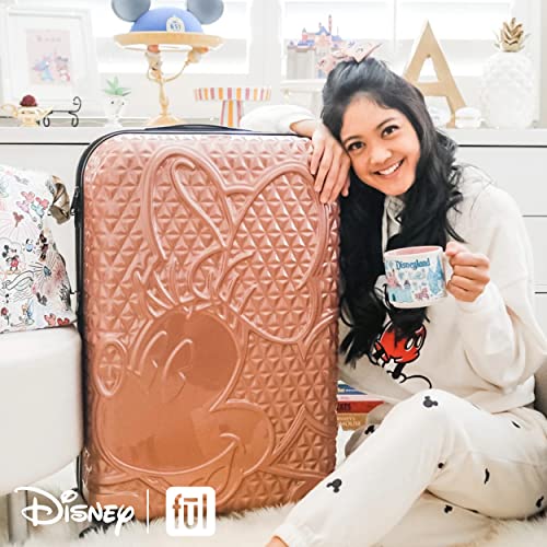 FUL Disney Minnie Mouse 3 Piece Rolling Luggage Set, Textured Hardshell Suitcase with Wheels Set, 21, 25 and 29 Inch, Rose Gold - image 5 of 8