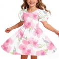 thumbnail image 4 of Amidoa Girl Dresses Twirl A-Line Skater Short Sleeve Dress Summer Casual Sundress for Kids Pink Size 9, 4 of 7