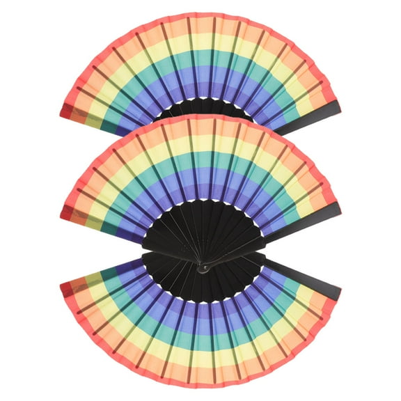 EXHUMKY 3Pcs Rainbow Handheld Fan for Dance Performances and Summer Use