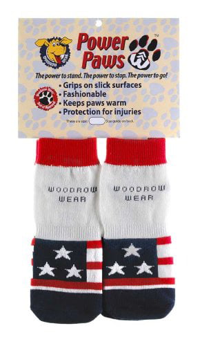 Small Woodrow Wear Power Paws Original Traction Socks for Dogs in Red with White Stripe 