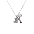 thumbnail image 2 of Delight Jewelry Silvertone Cowboy Boots - Love and Lock Charm Necklace, 18"+1", 2 of 4
