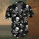 thumbnail image 2 of Camisas de calavera para hombre, camisas casuales de verano de manga corta para hombres, camisas de solapa vintage transpirables de gran tamaño para hombres y mujeres en blanco y negro, 2 of 5