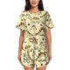 thumbnail image 1 of Balery Cartoon Dinosaurs Conjunto de Pijama para Mujer con Estampado, Dos Piezas de Manga Corta y Shorts, Ropa de Dormir Suave con Cuello Redondo y Bolsillos-Medium, 1 of 6