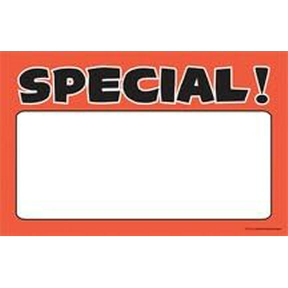 FCA101 Special Sale Price Cards Fluorescent Red Orange and Black Business Store Signage Pack of 100 (7" x 11")