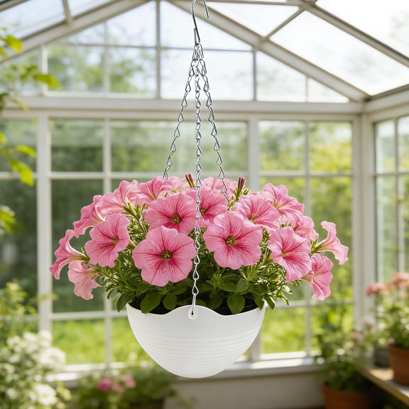 Self Watering Hanging Planter with Chain, Indoor Outdoor Hanging Basket with Drainage, Perfect for Balcony Garden Planting and Decorative Gift