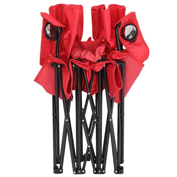 Alvantor 2-Seat Folding Outdoor Chair with Removable Umbrella, Red