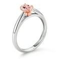 thumbnail image 3 of Gem Stone King 925 Sterling Silver and 10K Rose Gold Prongs Morganite Peach Zirconia Solitaire Engagement Ring for Women (0.43 Cttw, Oval 6X4MM, Gemstone Birthstone, Available in Size 5, 6, 7, 8, 9), 3 of 4