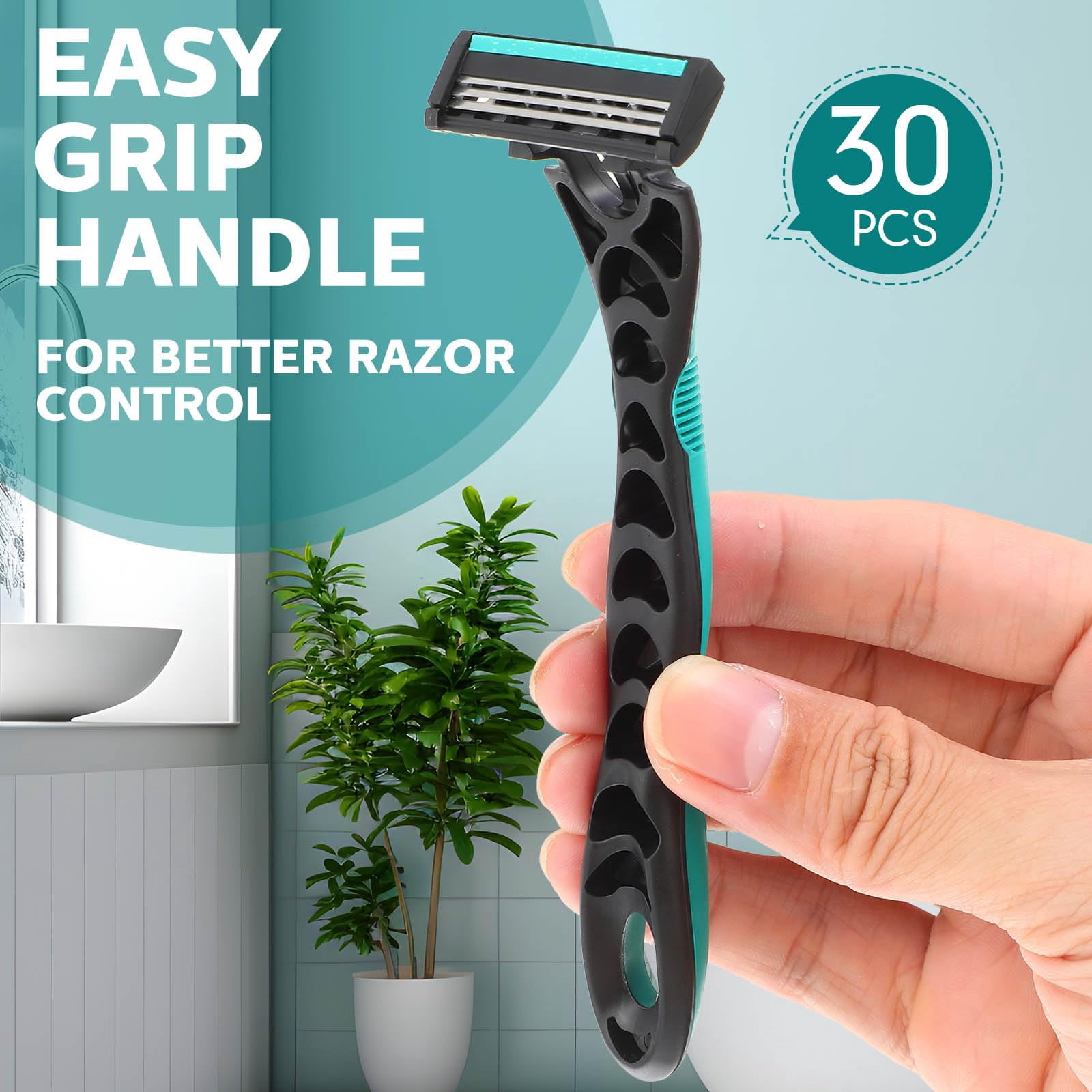 50 Pcs Men's Disposable Razors Bulk 3 Blade Men Razors for Head Sensitive Skin Comfortable Shave