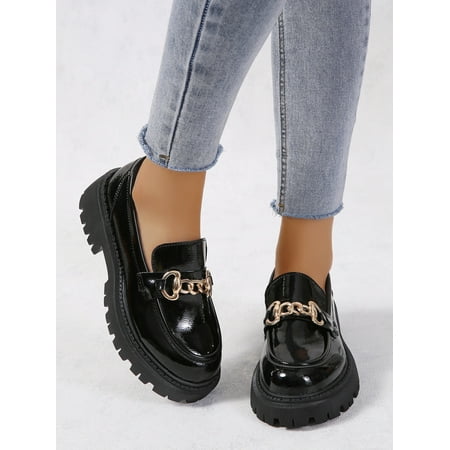 

Chain Decor Slip On Loafers Women‘s Footwear