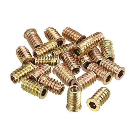 

M6x20mm Furniture Screw-in Nut Carbon Steel Color Zinc Plating 24 Pack