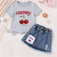 thumbnail image 4 of ITSAME Girls Outfit Sets, Crewneck Printed T-Shirts and Denim Skirts Summer Casual Clothes 2-Piece Gray Size 6, 4 of 6
