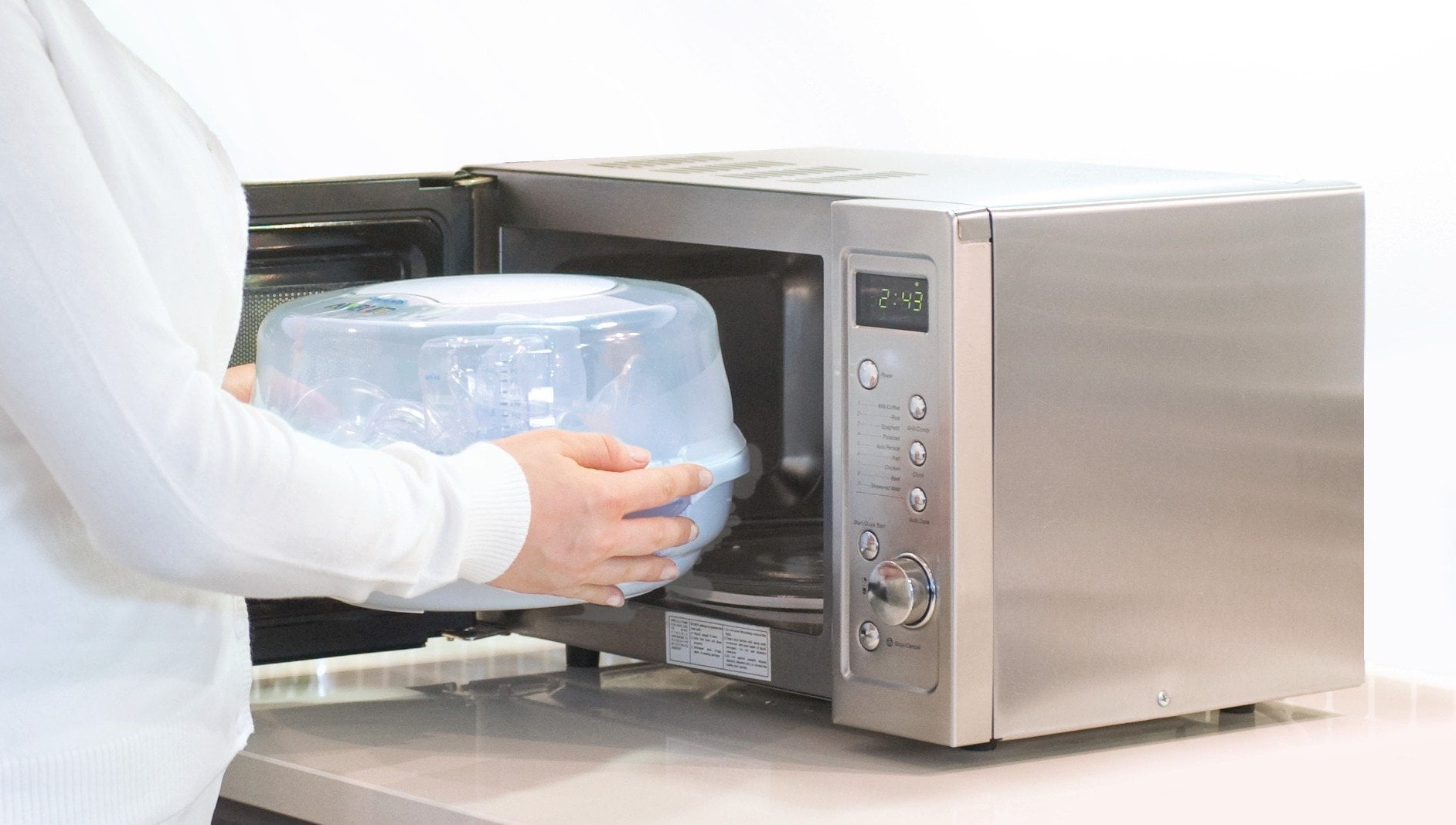 BPA Free NEW Fast Microwave Steam Sterilizer Eliminates 99.9% Harmful Bacteria 