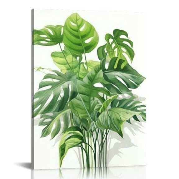 EastSmooth  Green Leaf Wall Art Nature Plants Canvas Minimalist Leaves Prints Botanical Picture Tropical Floral Painting Artwork Framed for Bathroom Living Room Bedroom Office Home Decor