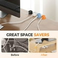 thumbnail image 4 of 6 Pack 360° Rotatable Cord Organizer, Adhesive Spring Cable Clips, Desk Cable Management Holder for Home Office Car Wall Nightstand, White, 4 of 7
