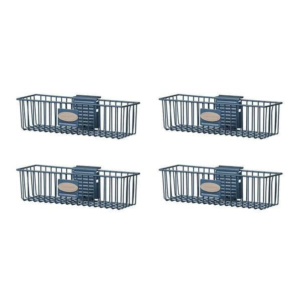 Suncast Storage Trends Slatwall Mounted Metal Wire Basket Blue 4