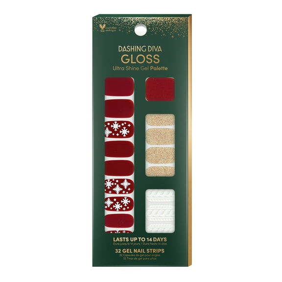 Dashing Diva GLOSS Ultra Shine Gel Palette, Holiday Affair, Holiday Collection, 32ct, Nail Strips