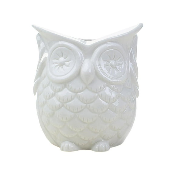 figatia Flowerpot Indoor Plant Pot Owl Shape Cute Japanese Planter Container for Indoor Decoration Office Home Balcony No listen White