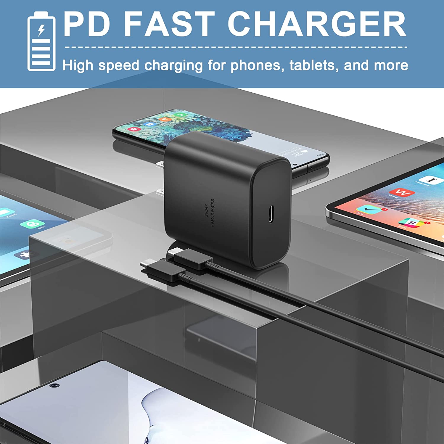 for Huawei P30 Pro New Edition 45W USB-C Super Fast Charging Wall Charger with USB C Cable - Black - image 5 of 5