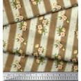 thumbnail image 2 of Soimoi Moss Georgette Fabric Stripe,Leaves & Rose Floral Printed Fabric 1 Yard 42 Inch Wide, 2 of 3