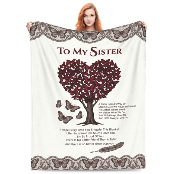 Throw Blanket Birthday Gifts for Sister ,Big Sisters Birthday Present from Sis,Best Sister Ever Gifts for Women Blanket,to My Sisters Soft Flannel Throw for Christmas Valentines 50x40