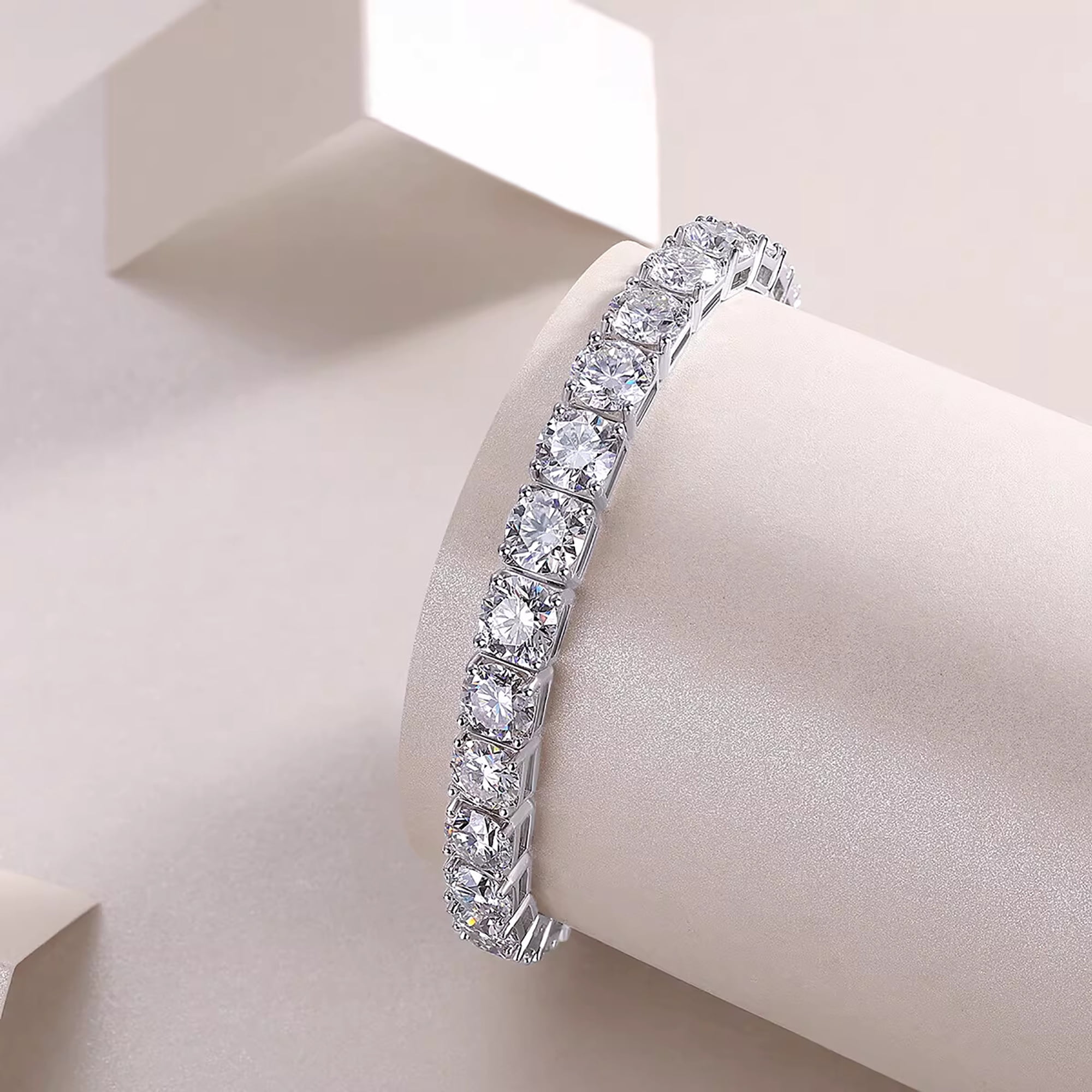 18K Yellow Gold Plated 5MM Cubic Zirconia Emerald Cut Classic Graduation Tennis Bracelet for Women Men Girls 7.0 inch