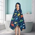 thumbnail image 6 of DarkBlue Dinosaurs Stars Hearts Hooded Bath Towel，50"x30" for Ages 3 To 12 Kids, Quick Dry Lightweight Soft Microfiber Hood Beach Towel Cover Up for Kids, 6 of 7