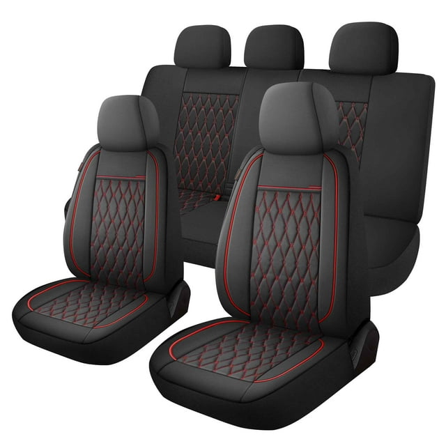Fundas de asiento de coche CAROMOP de piel sintética de lujo para 5 asientos