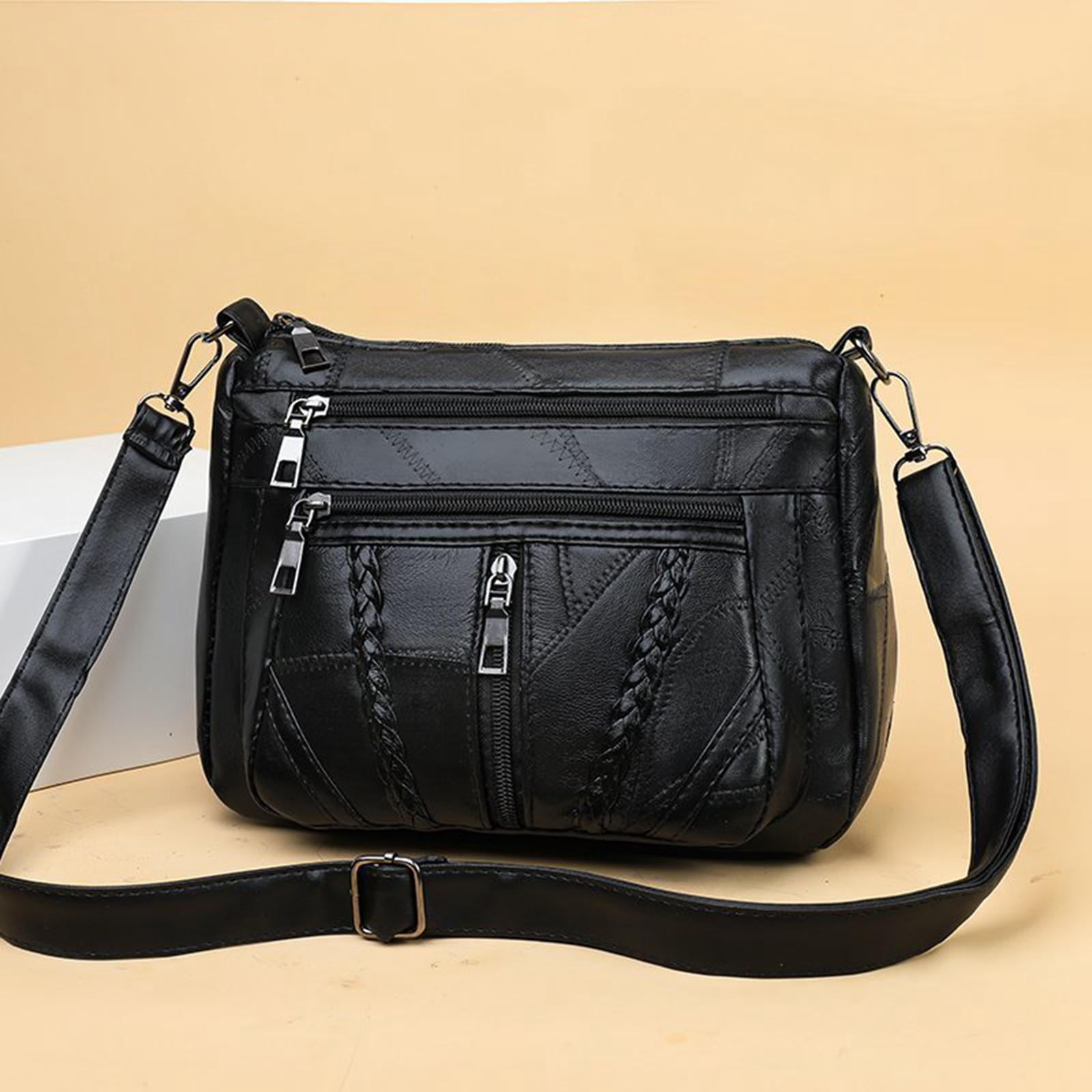 Women's Genuine Italian Leather Crossbody Purse - Quilted, Small, With Adjustable Strap, 8.8x6.3x3.1 Inches
