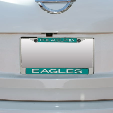 Mirrored Acrylic License Plate - Philadelphia Eagles Metal Frame Acrylic Top & Bottom Inlaid Mirror License Plate Frame - No Size