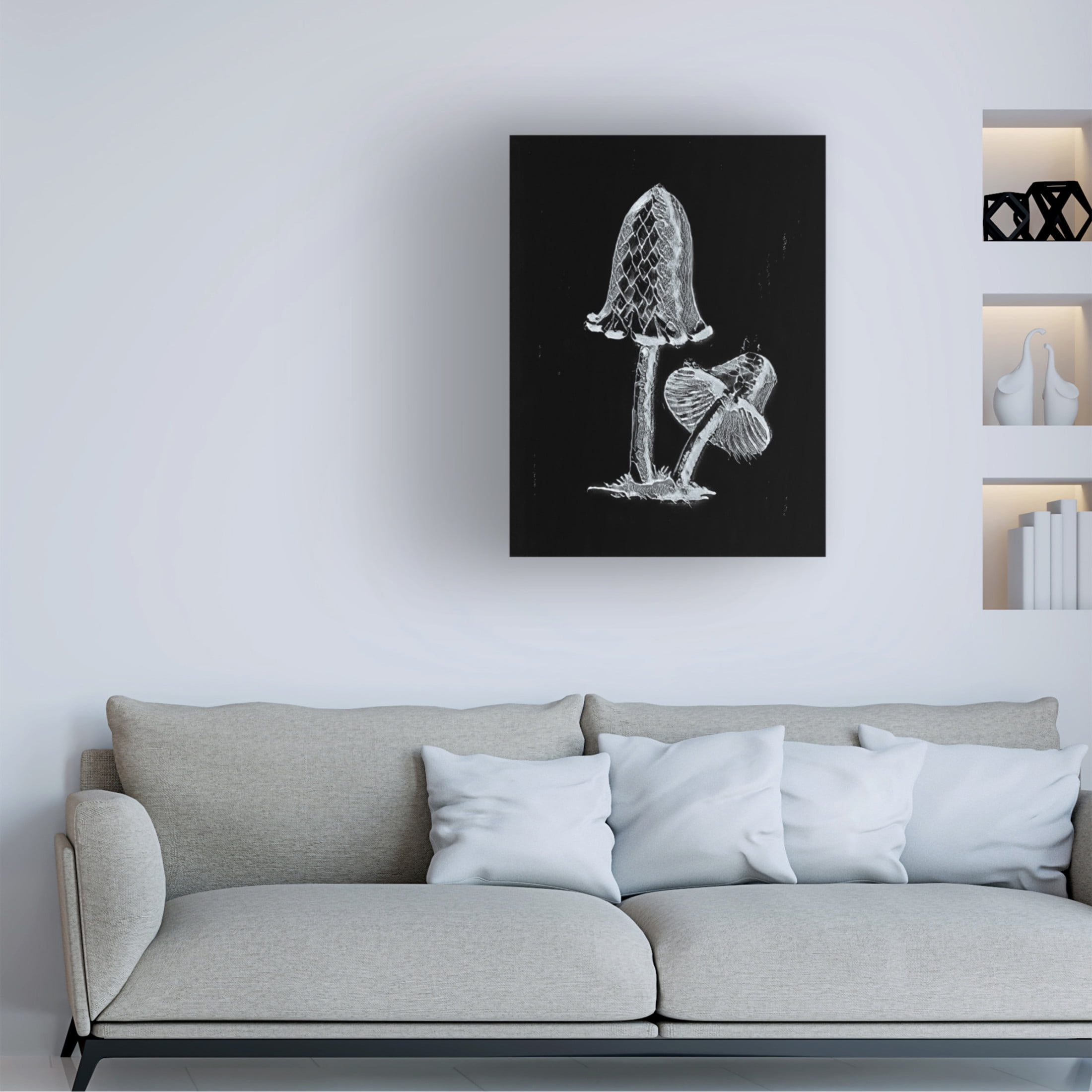 Trademark Fine Art Pictufy Vintage Inky Cap Edible Mushroom Dark BW Canvas Wall Art