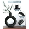 thumbnail image 2 of Ceramic Floral Vase, Modern Donut Vase Minimalism Style for Living Room, Kitchen, Office, Home Decor (Black), 2 of 5