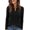 Black, variant on Women's Ribbed Knit Long Sleeve Tops Keyhole Neck Blouse Slim Fit Hollow Out V Neck Casual Basic Sweater, White S