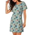 thumbnail image 2 of Fotbe Colorful Pugs Bata de Dormir para Mujer con Estampado, Camisón de Algodón de Manga Corta, Ropa de Dormir Casual, 2 of 6