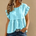 thumbnail image 5 of Sheghy Summer Tops for Women 100%Cotton Women's Casual Spring Summer Solid Crew Neck Short Sleeve T-Shirt Top, 5 of 9