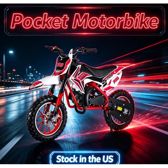 Sioweci Kids Dirt Bike, 2-Strok Upgraded Gas Dirt Bike, Gas Power Motocross Bike, Off Road MIni Motorcycle, Mini Dirt Bike for Kids, Gas Powered Dirt Bike with Front Rear Disc Brakes