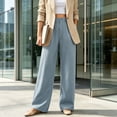thumbnail image 2 of DENTOYOU Women's Wide Leg Pants with Pockets Work Dress Linen Pants Trendy Business Casual Outfits Comfort Fit Slacks Trousers Light Blue XXL, 2 of 6