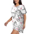 thumbnail image 2 of Wukai Alpacas and Hearts Women's Pajama Set,Short-Sleeve Top and Shorts with Elastic Waistband and Pockets for Loungewear, Yoga, and Casual Wear-, 2 of 8