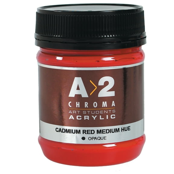 Chroma A2 Art Students' Acrylic, 250ml Jar Cadmium Red Medium, Hue