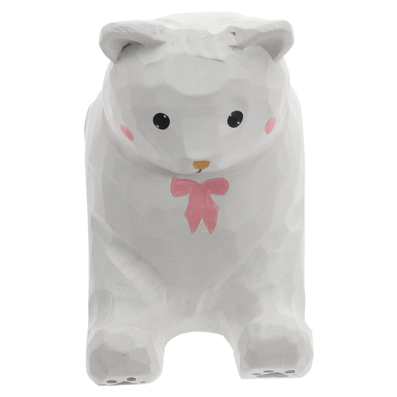 Raindrops White Wooden Bear Phone Stand with Stable Base Portable Smartphone Holder for Desk Display
