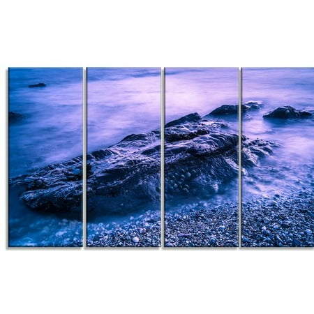 Design Art 'Blue Slow Motion Sea Waves' 4 Piece Graphic Art on Wrapped Canvas