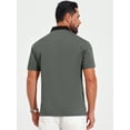thumbnail image 3 of DARING DIVA Men's Zipper Closure Colorblock Short Sleeve Basic Polo Shirt L Dark Gray, 3 of 7