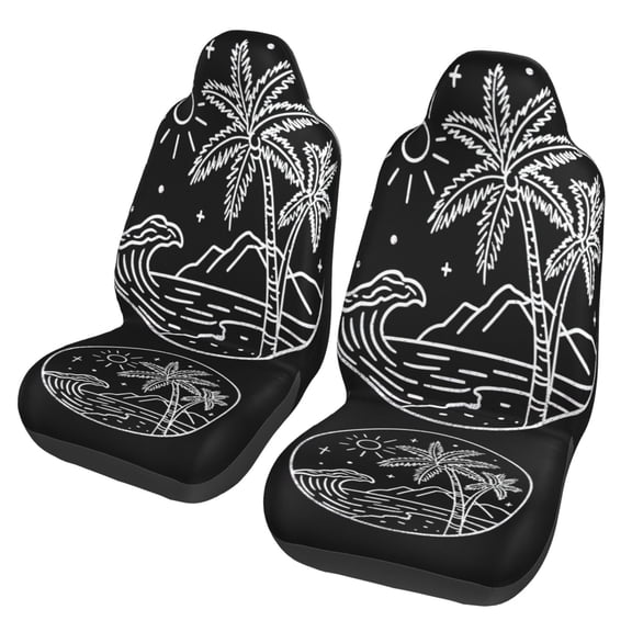 KAKALAD Livin The Dream Beach Car Accessories Seat Covers Set Vehicle Seat Covers Universal Front Seats Protector 2 Pcs