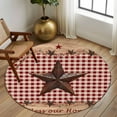 thumbnail image 3 of Country Star Farm Round Area Rug 5 FT, Non Slip Bedroom Area Rug, Farmhouse Plaid Texas Vintage Fruit Washable Soft Circular Carpet Non-Shedding Floor Mat for Kitchen Dining Room Foyer Balcony Dorm, 3 of 9