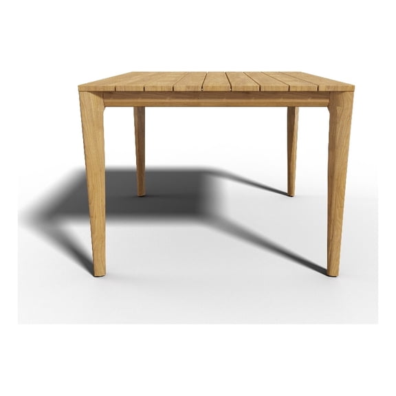 Curated Maison Cateline 39" Teak Outdoor Dining Table with Umbrella Hole Natural